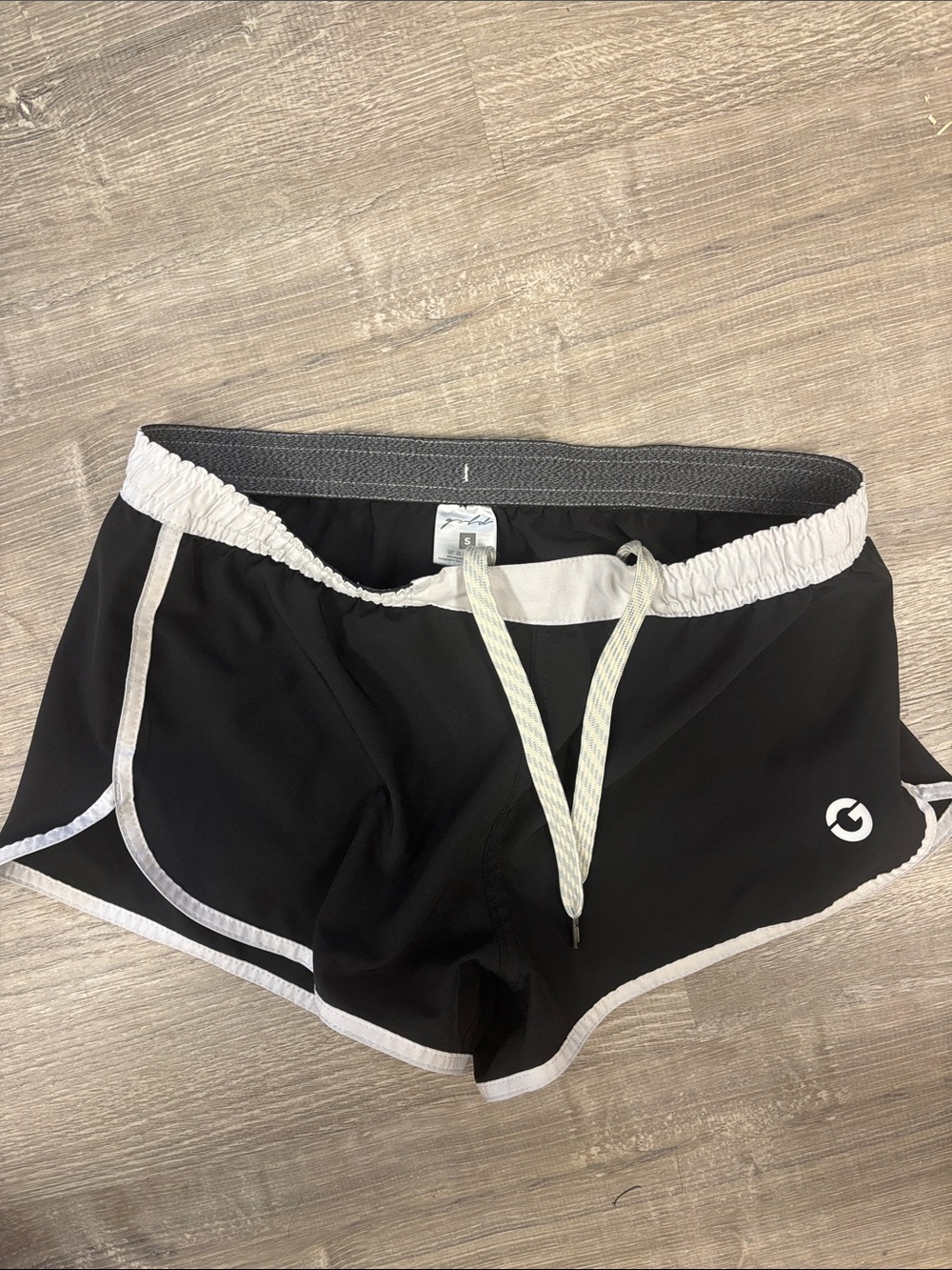 GOLD BJJ No Gi Black Athletic Running Shorts with White Trim Women’s Small